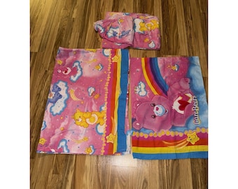 Sábana plana y ajustable individual de los Osos Cariñositos Vintage, una funda de almohada estándar, 2005