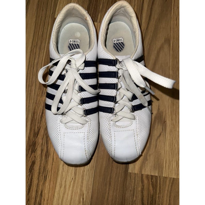 Zapatillas bajas clásicas de cuero blanco K-Swiss Y2K de los años 90 para mujer, talla 6.5 imagen 2