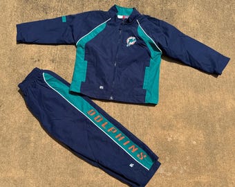 Vintage Toddler NFL Miami dolphins Nylon Windbreaker Track Suit 3T