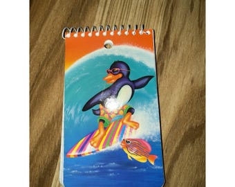 Vintage Lisa Frank Surfing Penguin Memo Book 1989