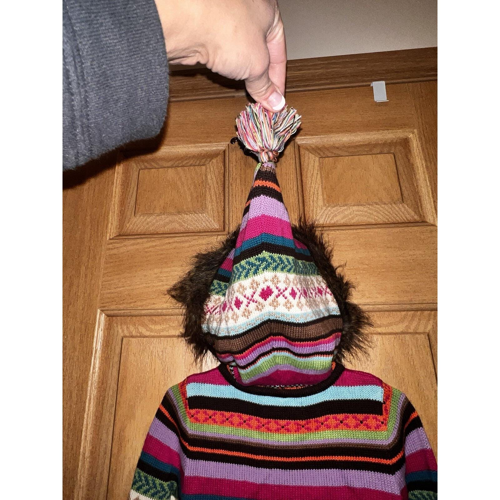 GAP Girls Y2K 2T Sweater Hoodie Full Zip 07/2009 Faux Fur EUC