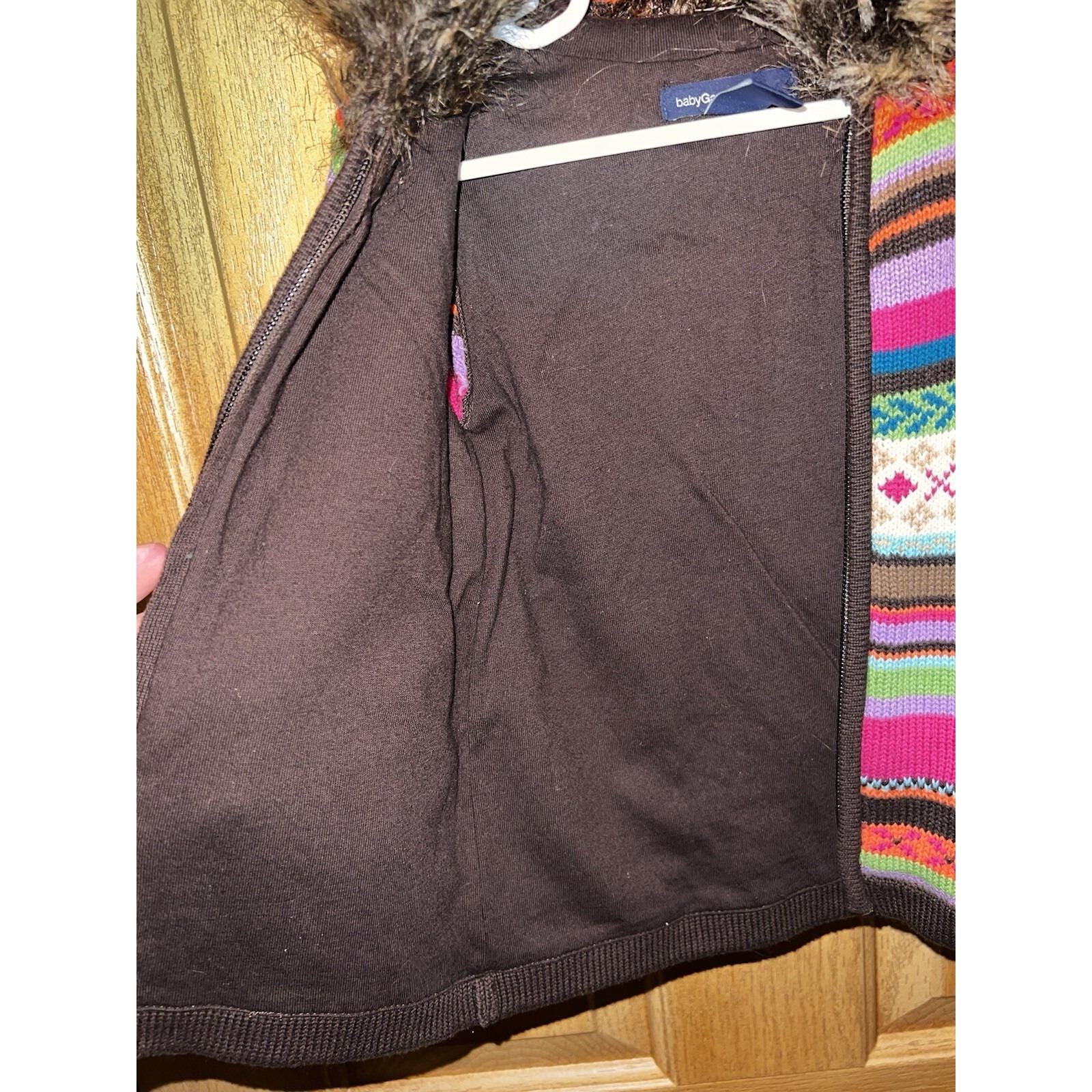 GAP Girls Y2K 2T Sweater Hoodie Full Zip 07/2009 Faux Fur EUC