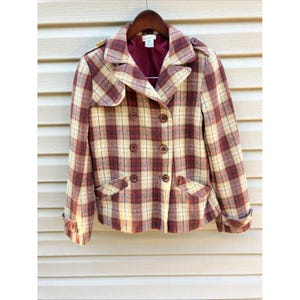 Vintage Y2K Charlotte Plaid  Blazer Jacket Red & Beige  Sz Small
