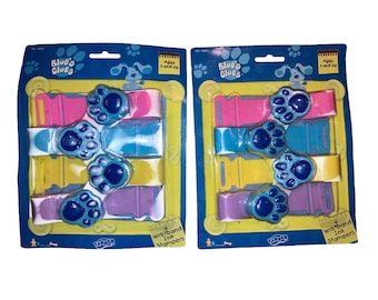 Paquete de 8 sellos de tinta para pulseras de recuerdo de fiesta de Blue Clues, vintage de 1999, NUEVOS
