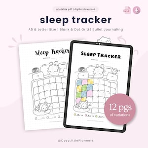 Monthly Sleep Tracker - Premade Printable Bullet Journal Page, Cute Cat Template, Sleep Log, Bujo Template, Sleep Quality, Undated