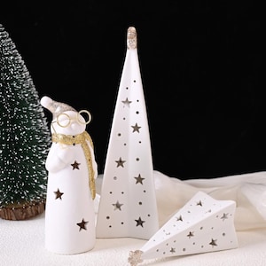 Ceramic Figurine, Christmas Gift, Ceramic Christmas Tree, Ceramic Snowman, Handmade Ceramic Home Décor