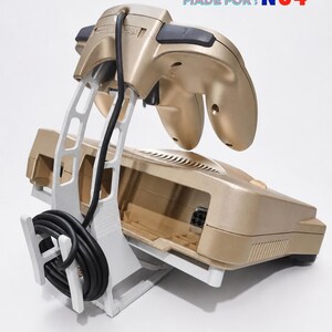 N64-console displaystandaard met controllerhouder en verborgen kabelopbergruimte | Nintendo 64 retro gaming display