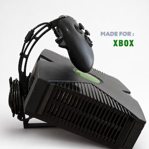 Original Xbox Console Display Stand with Controller Holder & Hidden Cable Storage | Microsoft Retro Gaming Display