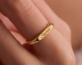 Personalized Name Ring, Custom Engraved Dainty Name Jewelry, Minimalist Ring for Women, Gift for Her