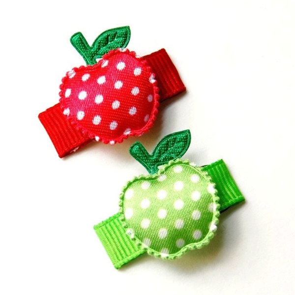 Baby Hair Clips - Baby Hair Snaps - Baby Girl Hair Clips -apples to apples baby hair snaps set of 2