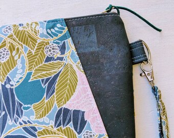 Floral Sunshine Wristlet with gray cork