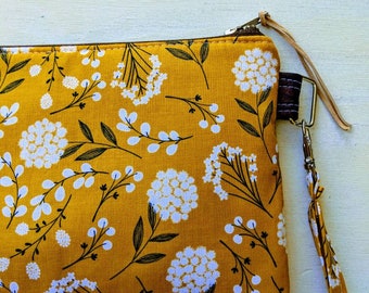 Yellow Floral Wristlet