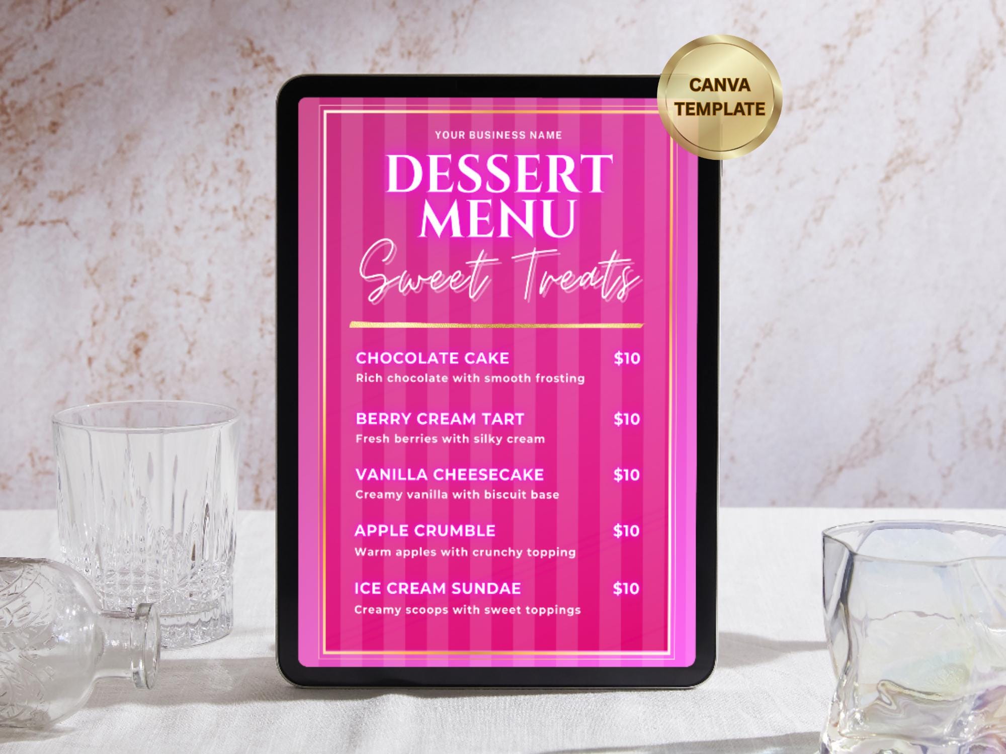 Dessert Menu Template | Pink Sweet Treats Design for Restaurants, Cafes ...