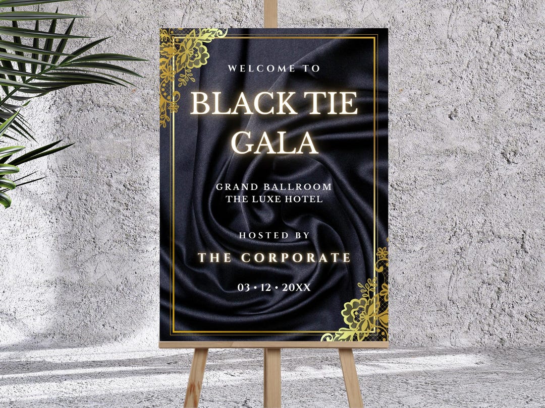 Event Welcome Sign Template | Black Tie Gala Awards Formal Party Poster ...
