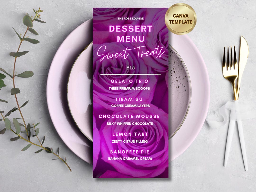 Dessert Menu Template | Pink Purple Sweet Treats Design for Restaurants ...
