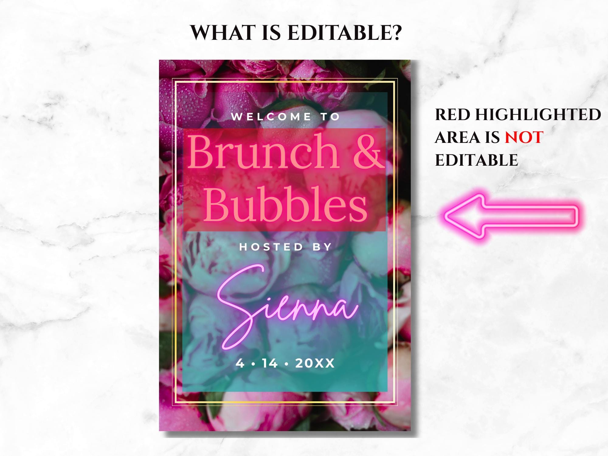Target Brunch Sign Brunch Welcome Sign Template | Pink Mint Floral Ladies Bubbles & Brunch ...