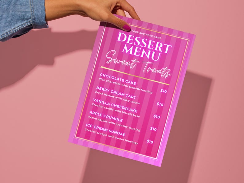 Dessert Menu Template | Pink Sweet Treats Design for Restaurants, Cafes ...