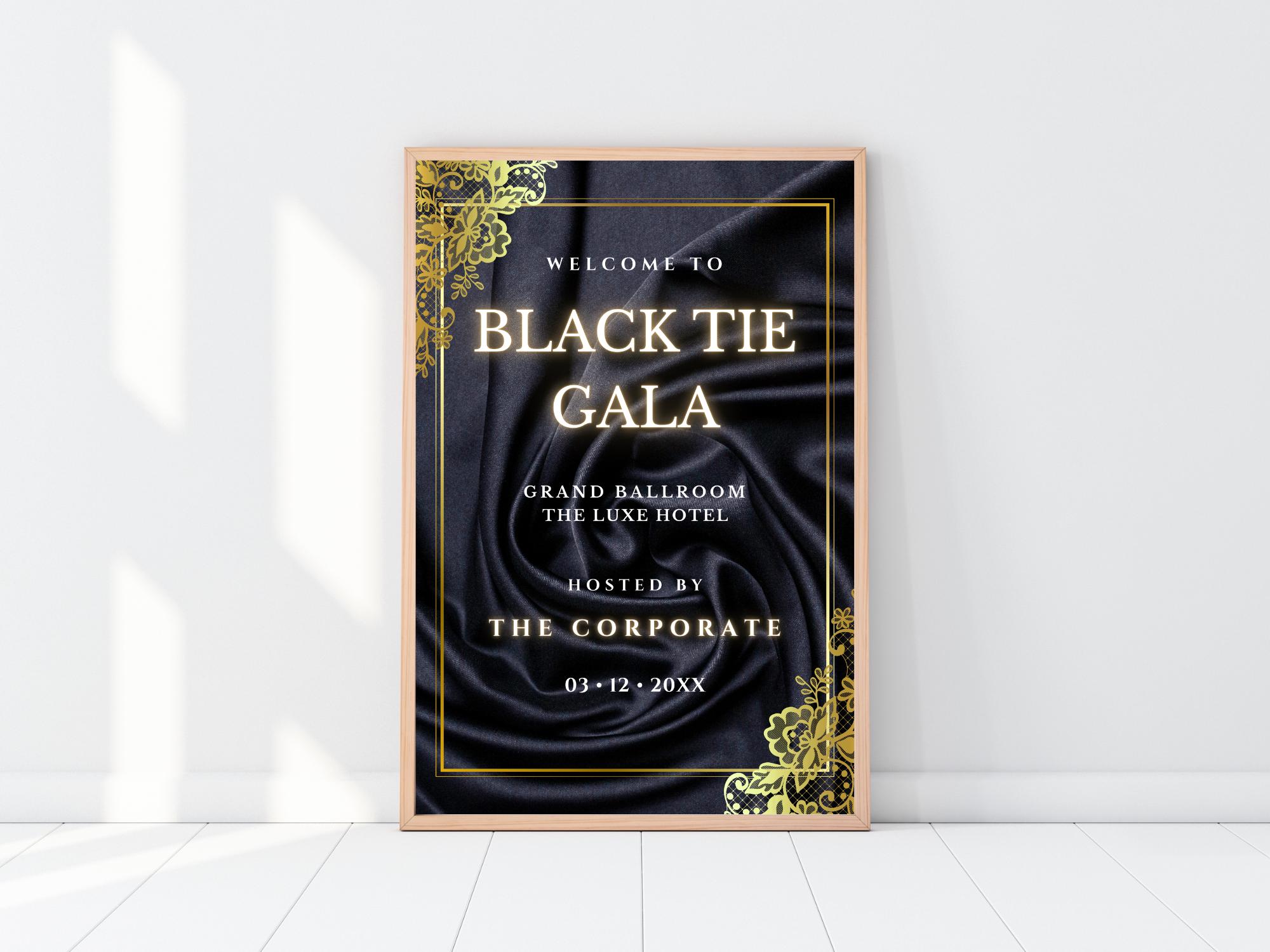 Event Welcome Sign Template | Black Tie Gala Awards Formal Party Poster ...