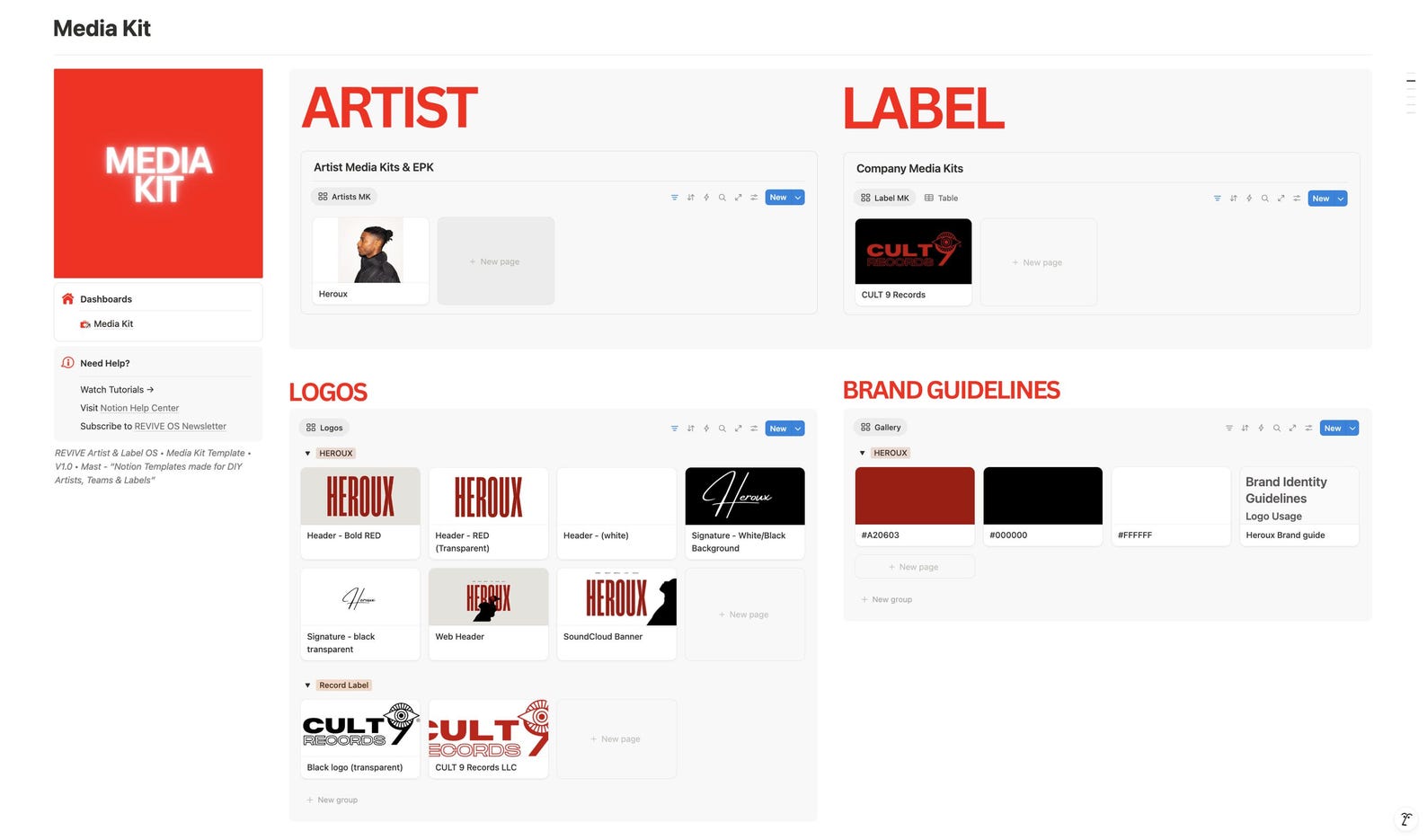 Notion Media Kit Template: Artist & Label Press Organizer - Etsy
