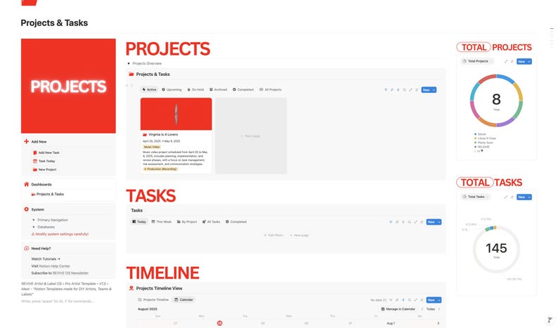 Notion Project & Task Template | DIY Musicians + Labels - Etsy