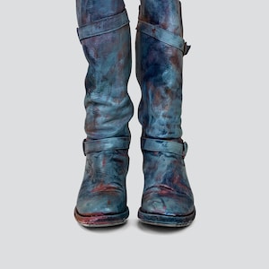 Botas de cuero pintadas a mano SZ 6.5