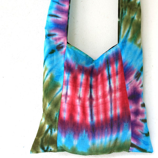 Einzigartiges Design vorgenommenen Hand Blau Rosa und grün Tie Dye Cross Body Bag
