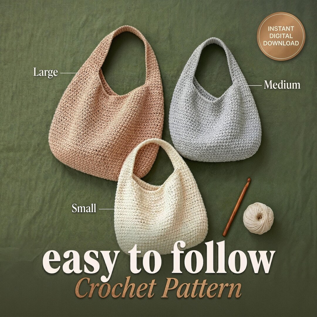 Hobo Tote Bag Crochet Pattern | Easy Slouchy Purse (PDF Pattern ...
