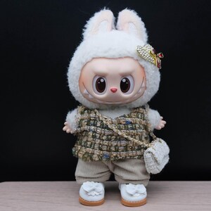 Labubu Outfit, Labubu Cloth, Labubu lovers, Woodland Charmer(doll not included)- bag, T-shirt, Pants, Shoes，Headpiece