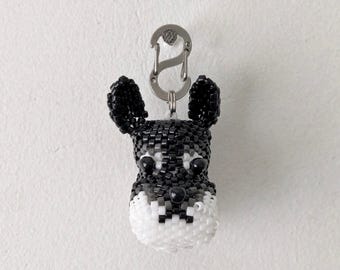 3D Beaded Schnauzer Head: Miyuki Delica Glass Bead Charm