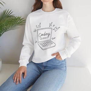 Coding Queen Graphic Sweatshirt Gift for Programmers Cute Coding Techie Shirt Women Girls in Tech Software Engineer Developer