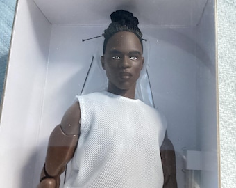 Ken Looks  Model  #4  First African American Black  Ken  from 2020 w/ Man Bun Doll  Jointed Posable Doll