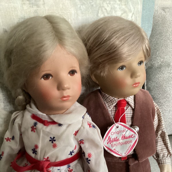 Kathe Kruse 14” Made In Germany Stoffpuppe  Pair of Girl and Boy