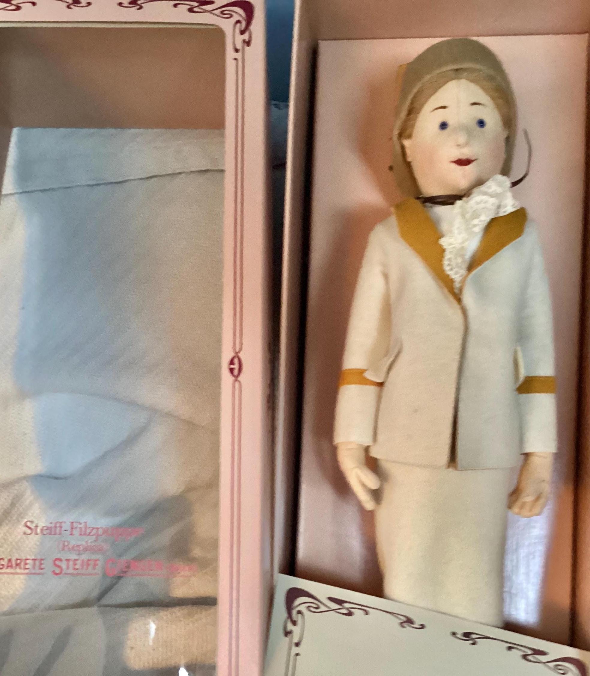 Vintage Steiff Doll Mint in Box 17” Tennis Lady With COA