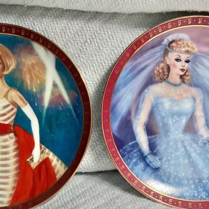 Barbie Doll 2 Danbury Mint Collector Plates Bride to Be & Holiday Dance