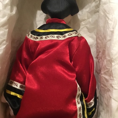 UFDC 14” Asian Lady Doll From shops San Francisco Convention Doll in Red Satin Mint in Box