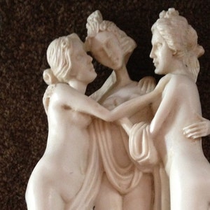 Made in Italy Vinatge Santini Artist Sculpture The Classic 10&quot; Three Graces Figure Carrarra Marble Sculpture