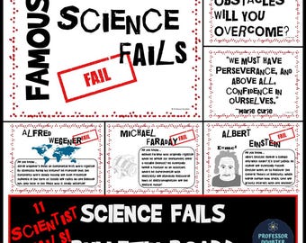 Science Bulletin Board Famous Scientist Fails for Growth Mindset and Back to School