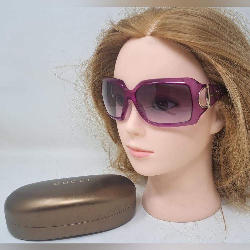 Gucci Womens Sunglasses Purple Gold Horsebit Wrap Vintage  display picture 2