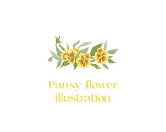 Handgetekende viooltje bloem illustratie, bloemen clipart (digitale png)