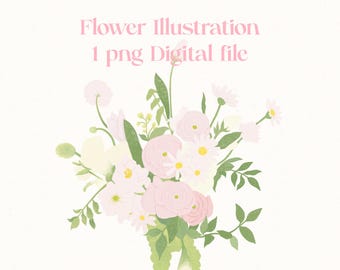 Bloemen clipart – Zachte pastelbloemen, png-digitaal