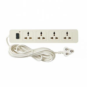 Universal 5-Socket Power Strip with Long Cord | Multi Plug Extension Board with Switch | Surge Protected Outlet Adapter
