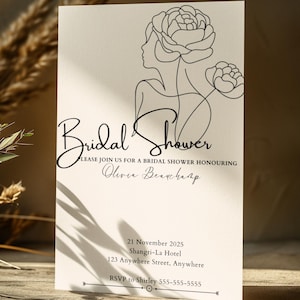 Minimalist Bridal Shower Invitation, Editable Bridal Shower, Modern Bridal Shower Invite, Black and White Bridal Shower, Minimalist Invite
