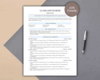 ATS Resume Template: Modern, Editable in Word, Google Docs (Instant Download)