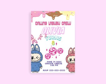 Labubu Birthday Invitation: Customizable Party Invite (Digital Download)