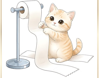 Kawaii Kitten Clipart PNG Bundle, Cute Cat Clipart, Playful Cat PNGs, Digital Download Graphic Art, Commercial Use, 4 PNGs