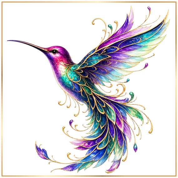 Hummingbird PNG Bundle, Colorful Bird Clipart, Boho Hummingbird Sublimation Design, Rainbow Bird Printable, Digital Download