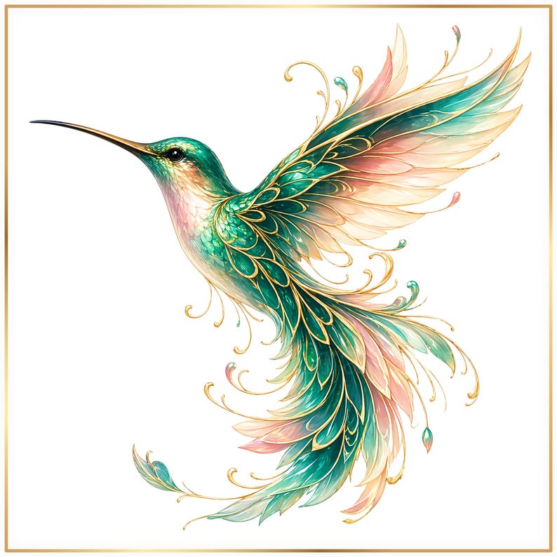 Hummingbird PNG Bundle, Colorful Bird Clipart, Boho Hummingbird Sublimation Design, Rainbow Bird Printable, Digital Download image 5