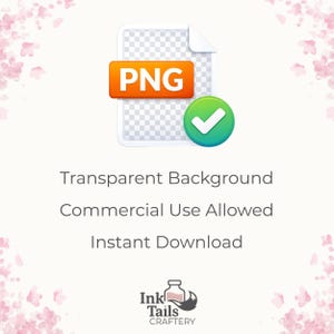 The image is a promotional graphic for a transparent background, commercial use allowed, and instant download.