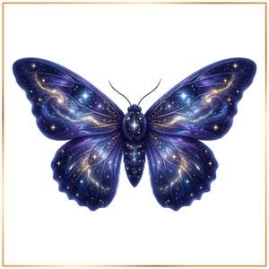 Galaxie-Motte (PNG-Set), Himmelsmotte-Clipart, Kosmischer Schmetterling (PNG), Weltraummotten-Kunst, Insekten-Clipart für den Nachthimmel, Mottenillustration Bild 2