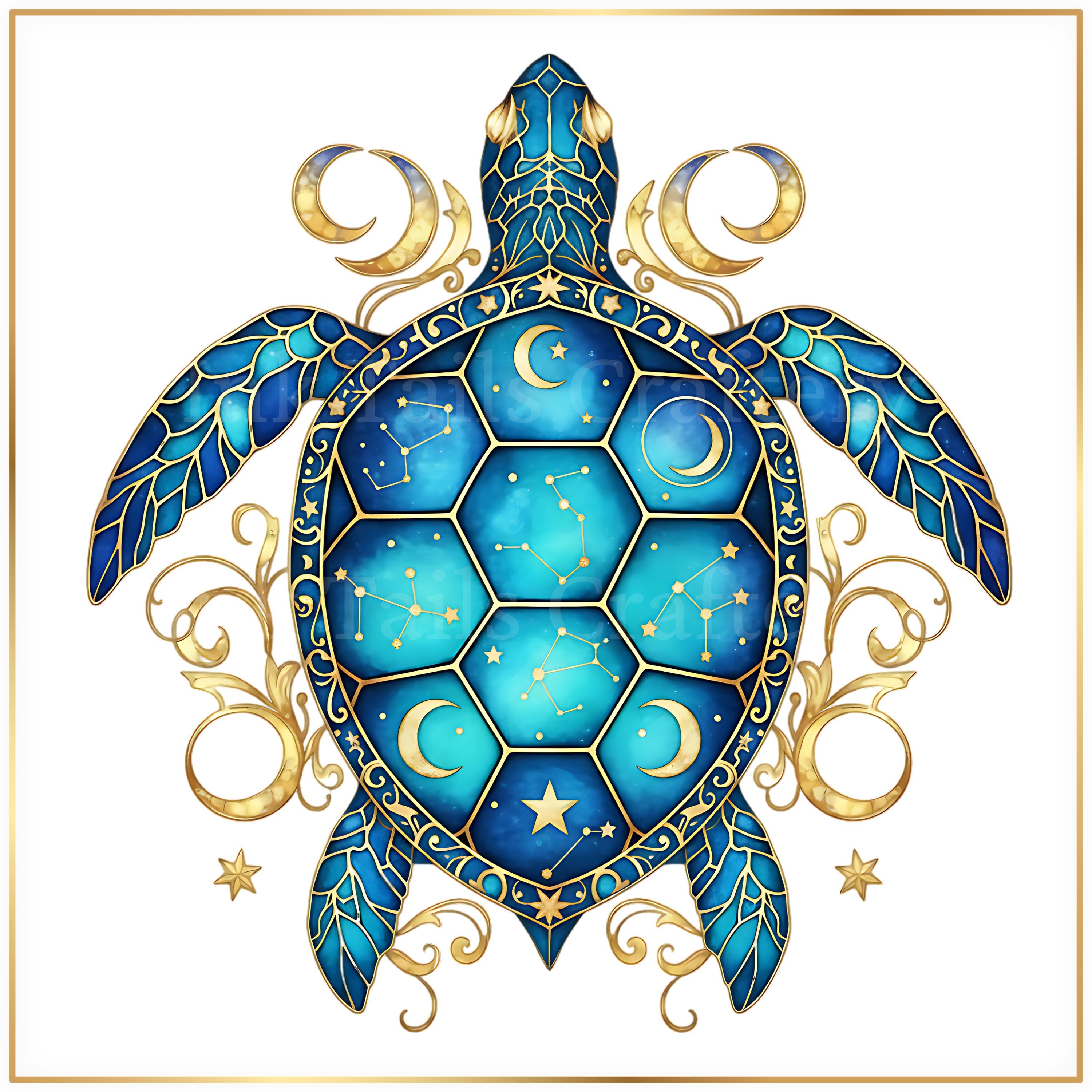 Sea Turtle Clipart PNG Bundle, Celestial Sea Turtle Pngs, Zodiac Turtle ...